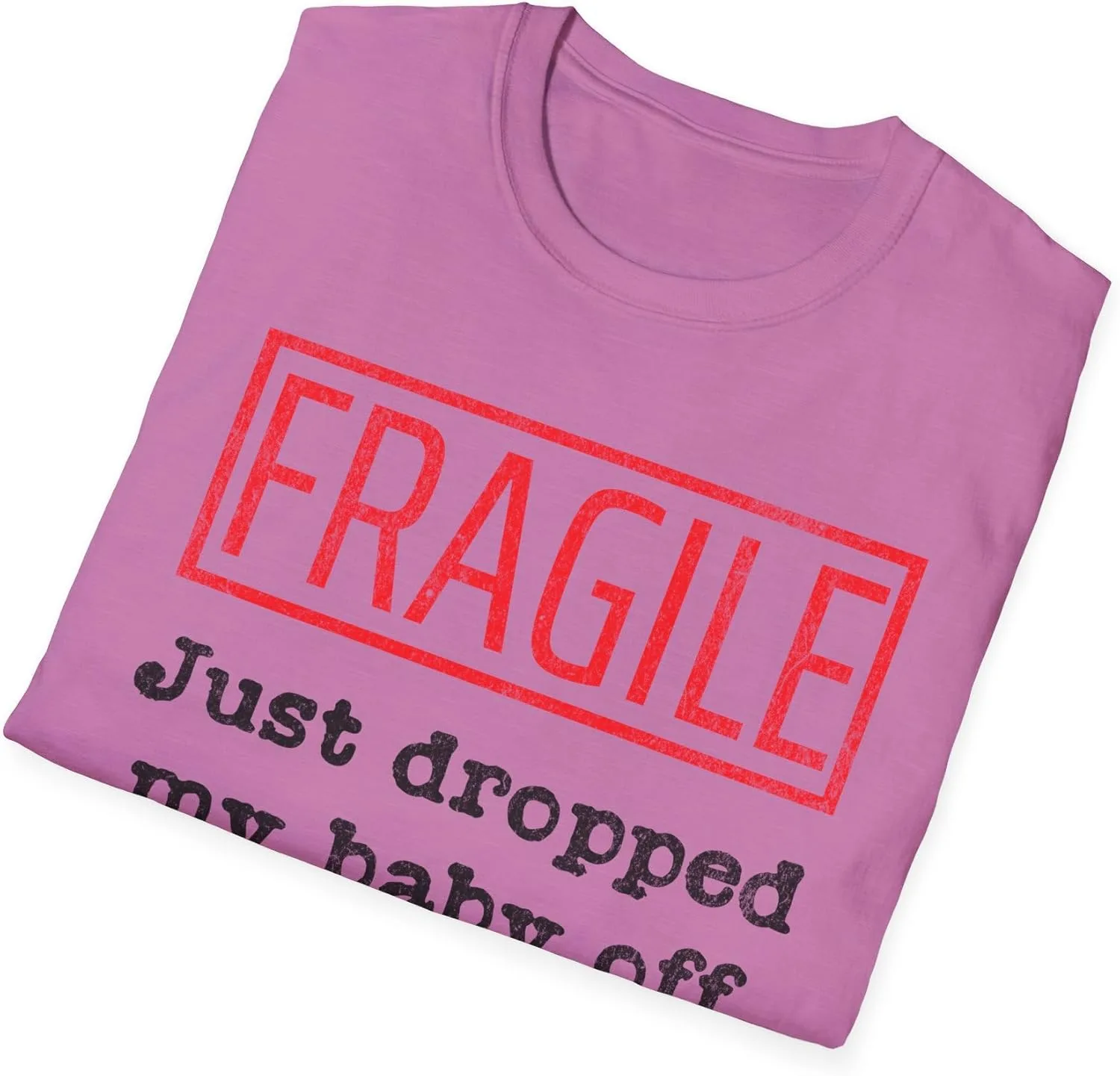 Футболка Fragile Just Dropped My Baby Off at College, минималистичный дизайн, простой текст, подарок для мамы или папы, повседневная одежда для родителей GENERIC, Heather Radiant Orchid — фото 4