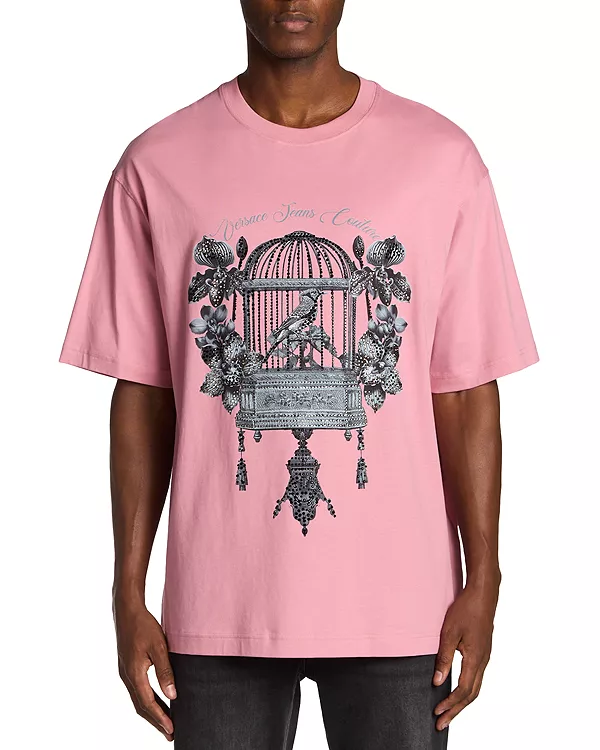 

Футболка с коротким рукавом и графическим принтом Versace Jeans Couture, розовый