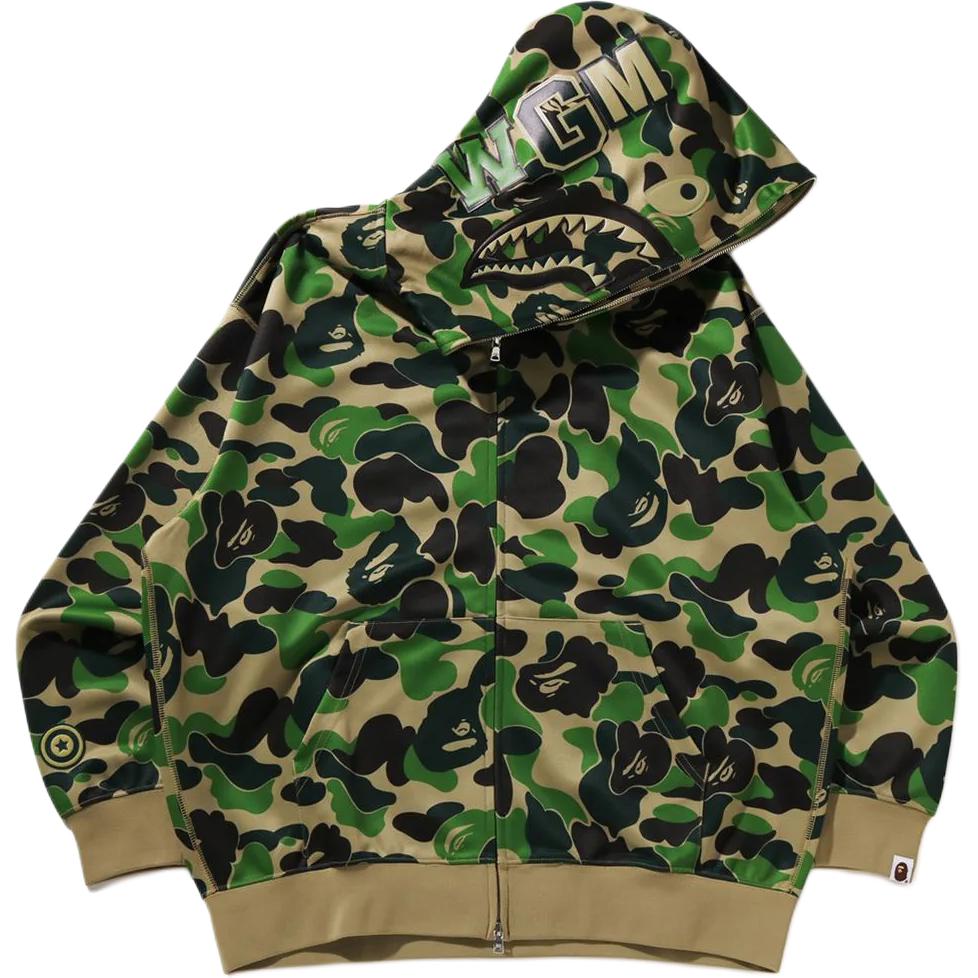 

Bape Abc Camo Rayon расслабленный крой акула худи на молнии A BATHING APE, зеленый