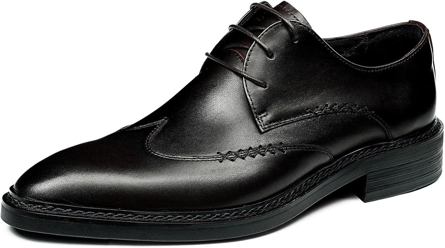 

Мужские классические туфли дерби для делового стиля, с крыльями, заостренный носок, гладкая кожа, формальные, для свадьбы, на работу, ежедневная носка 96178 Windhana, Coffee