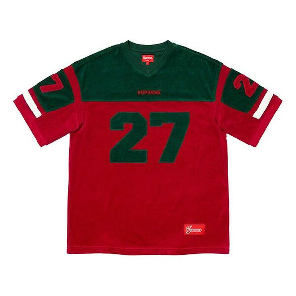 

Футболка fw19 week 8 velour football jersey tee Supreme, красный