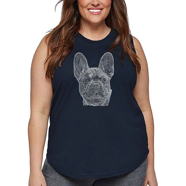 

Женская футболка plus size с принтом French Bulldog La Pop Art, Navy, Синий, Женская футболка plus size с принтом French Bulldog La Pop Art, Navy