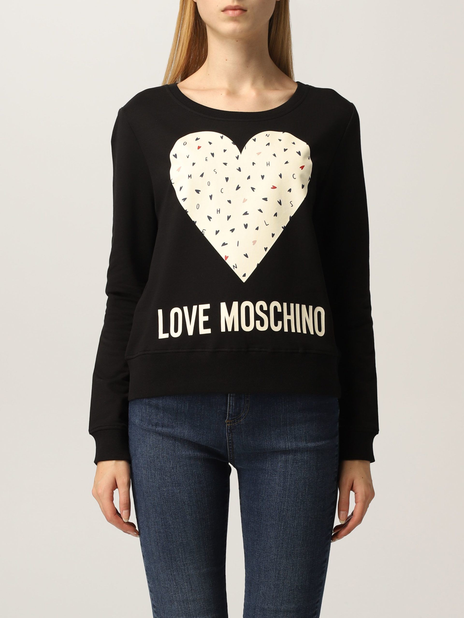 

Черный хлопковый женский свитер LOVE MOSCHINO