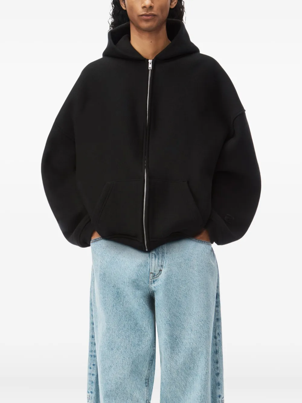 Толстовка с капюшоном на молнии с логотипом Puff Alexander Wang, черный — фото 3