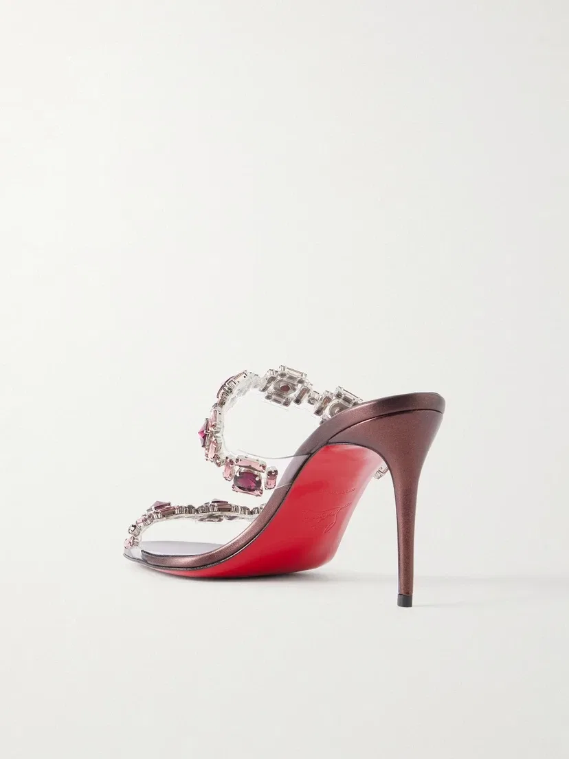 Босоножки Just Jewel 85 из ПВХ и металлизированной кожи с отделкой Christian Louboutin, бордовый — фото 3