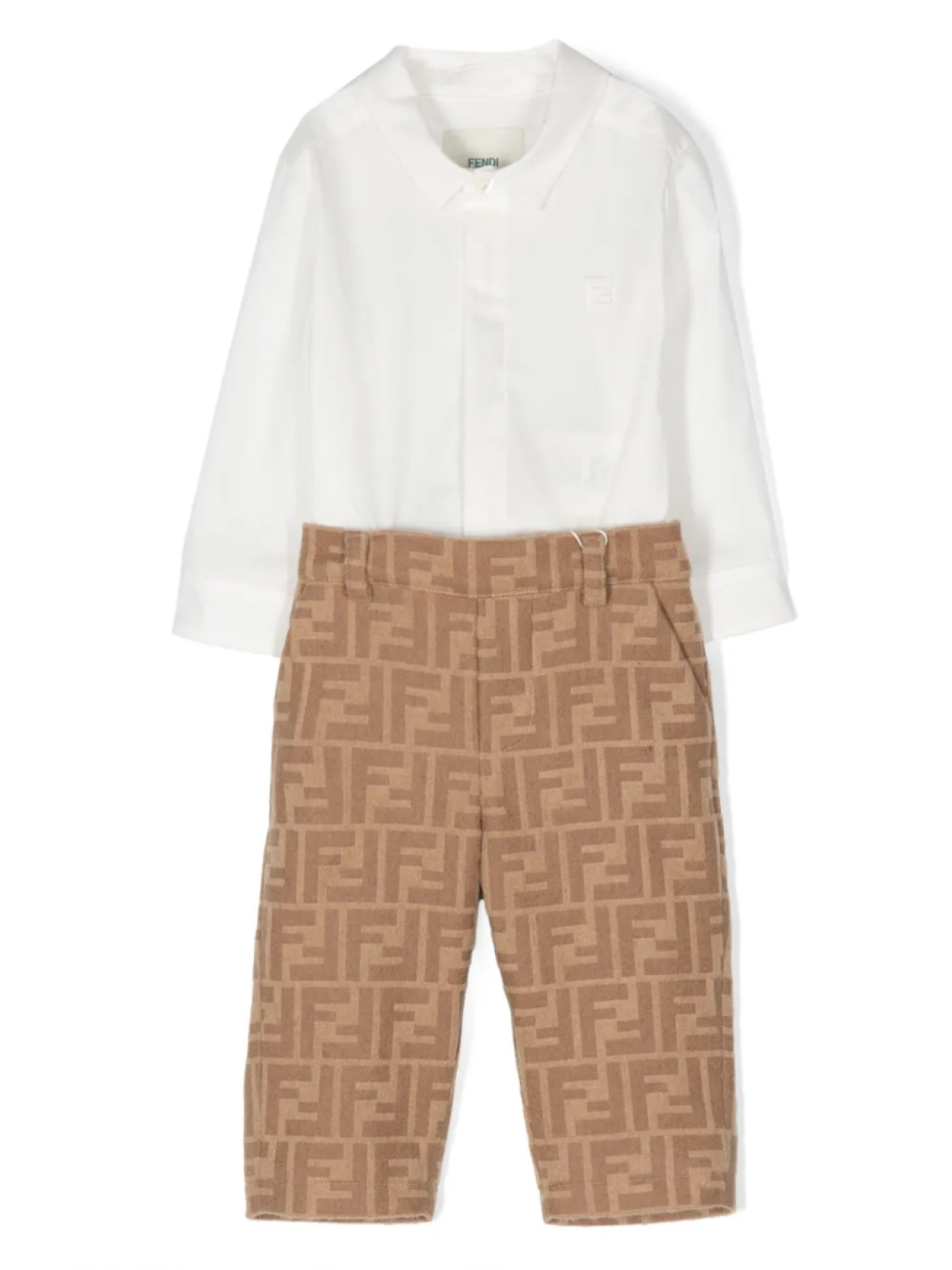 

Комплект из топа и брюк с логотипом FF Fendi Kids, белый