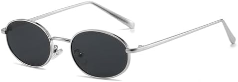 

Солнцезащитные очки в стиле ретро 2027 года, маленькая овальная металлическая оправа, для женщин, защита от ультрафиолета UV400, для мужчин, панк-очки MTZJH, Silver Gray