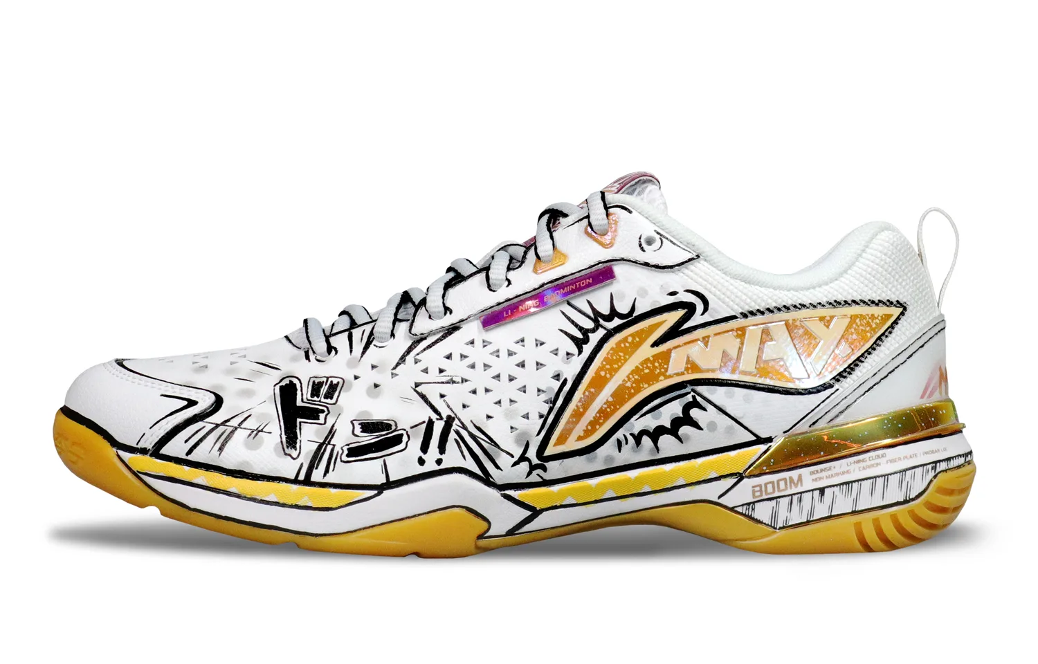 Кроссовки для бадминтона Li-Ning Blade Max с амортизацией и износостойкой подошвой, унисекс, бело-оранжево-черные — фото 3