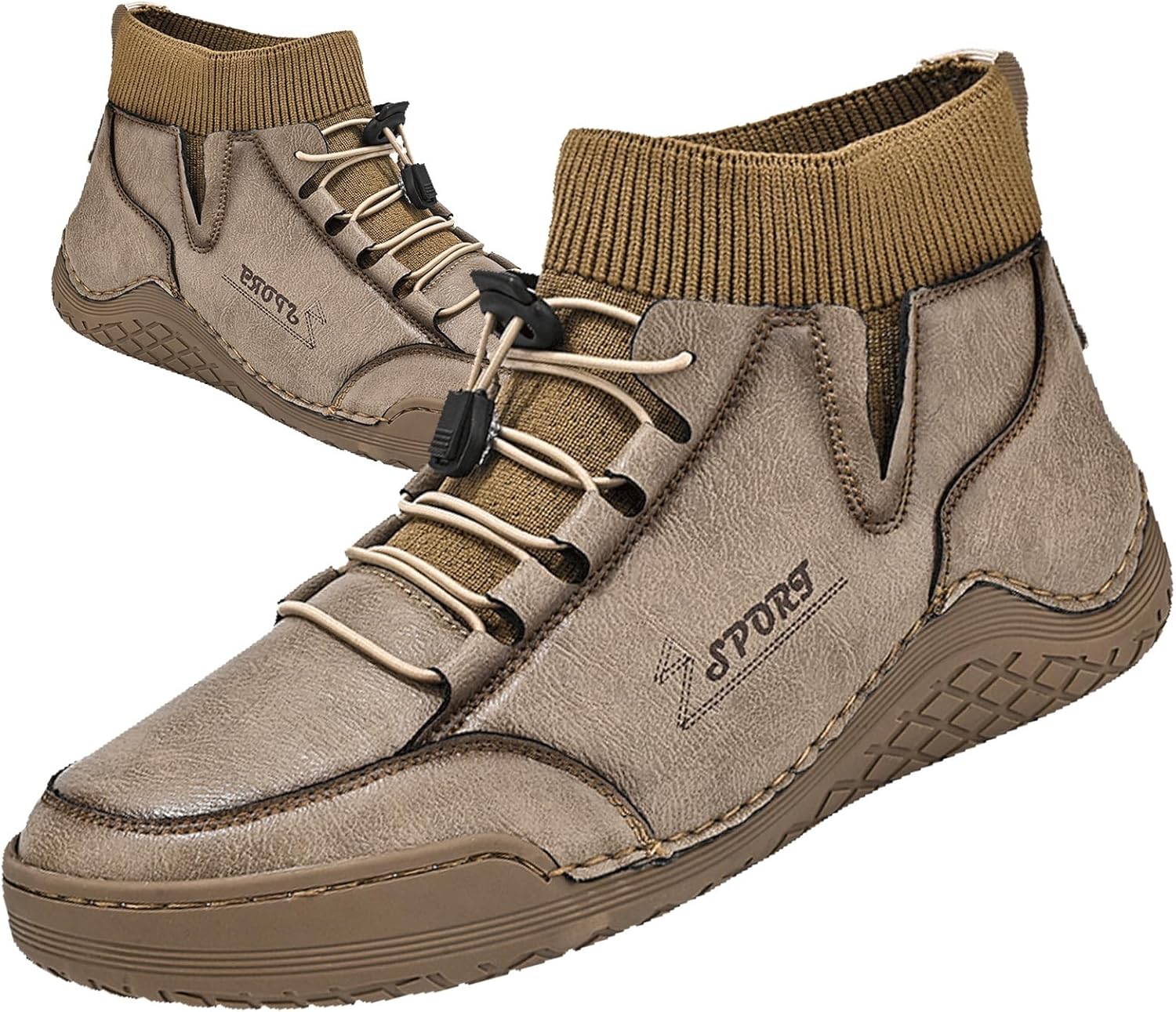 

Мужские кожаные ботинки Oigunle Chukka до щиколотки, винтажная ручная прошивка, с эластичным шнурком, удобная посадка без застежек, нескользящая подошва, для улицы, модные кроссовки, хаки