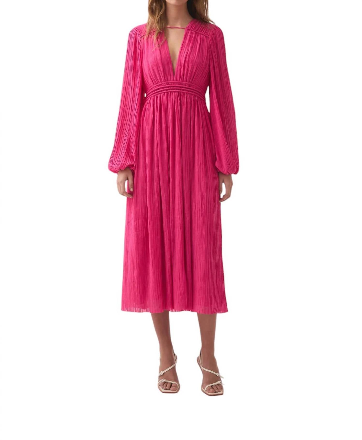 

Женевьева плиссированное миди-платье в цвете азалии Aje., розовый