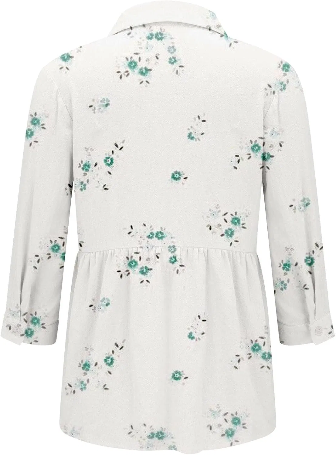 Блуза свободная на пуговицах с отложным воротником, Fashion Women's Loose Button Solid Lapel Long Sleeve T-shirt Blouse, белый — фото 4