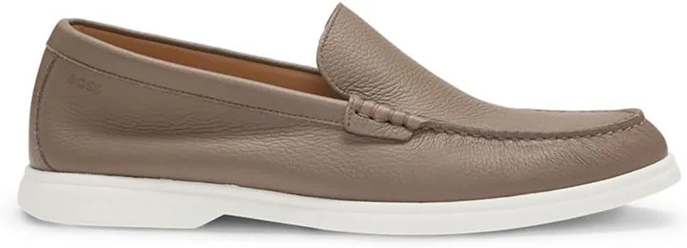 Мужские мокасины BOSS Sienne Mocc из рифленой кожи с логотипом. Размер, Medium Beige 260 — фото 3