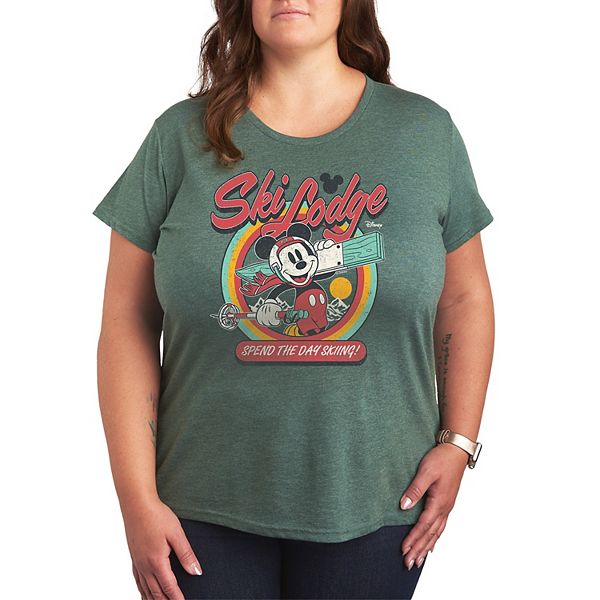 

Футболка Plus size с принтом Mickey Mouse Ski Lodge Disney, Heather Juniper
