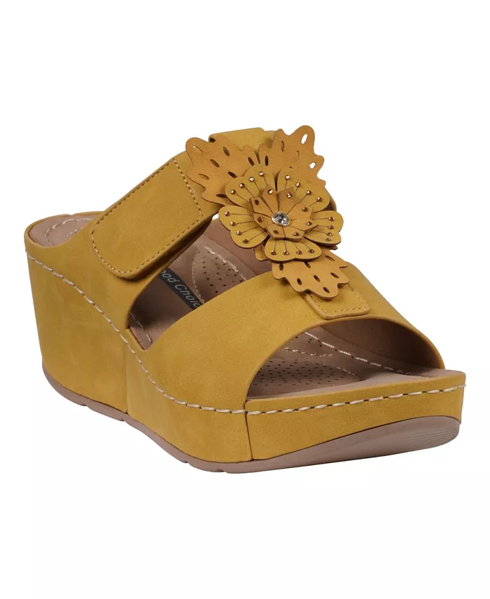 Женские босоножки-танкетки Talia с цветочным принтом GC Shoes, желтый