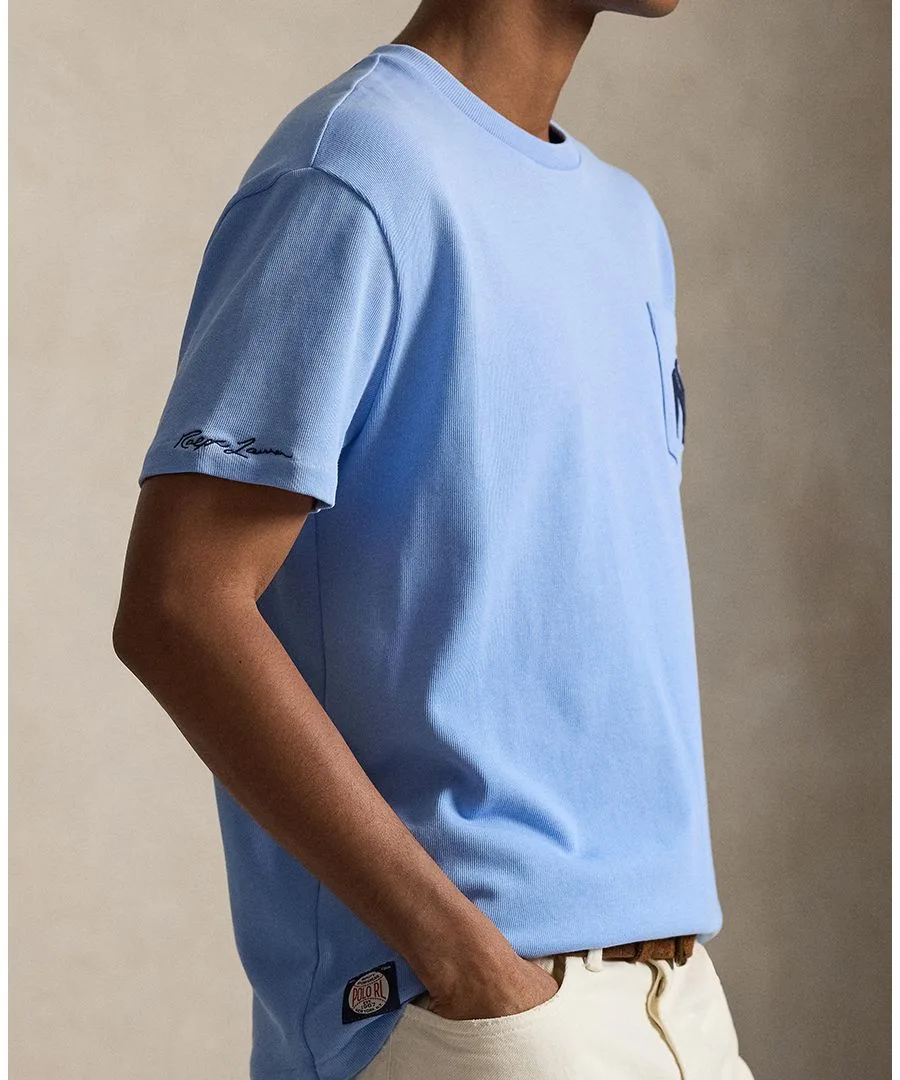 Мужская футболка с круглым вырезом Polo Ralph Lauren, синий lagoon — фото 3