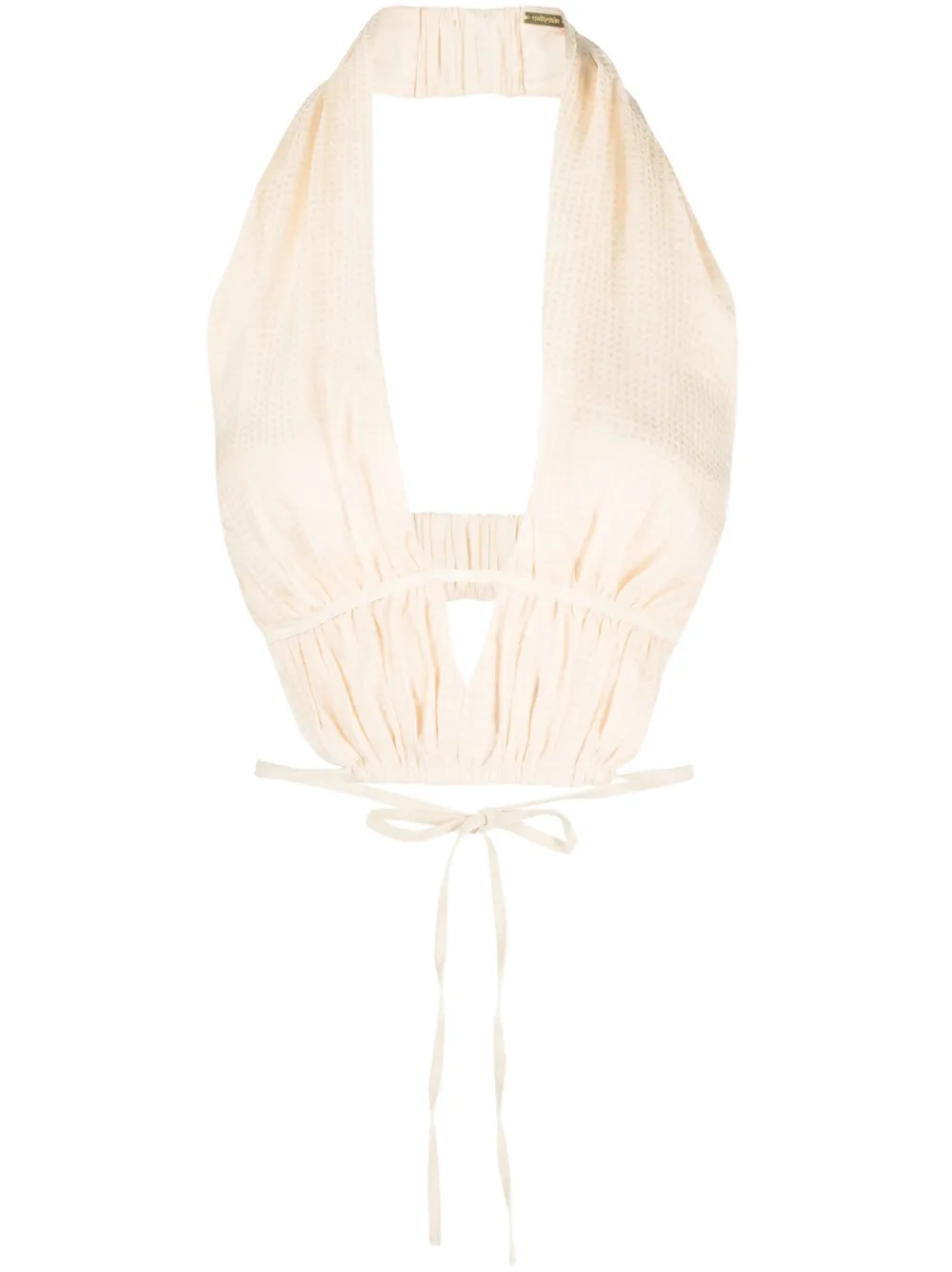 

Укороченный топ Miriam в клетку гингем Cult Gaia, бежевый