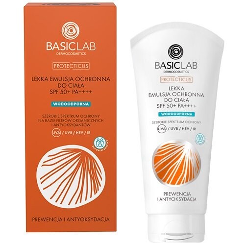 BasicLab, Легкая защитная эмульсия для тела Protecticus SPF50+ PA+++++ Профилактика и антиоксидант, 100мл — фото 2