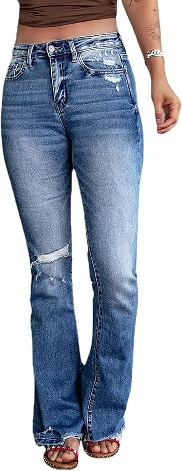 

Джинсы Bootcut для женщин High Waist с классическим клешем и эластичным денимом Glkaend