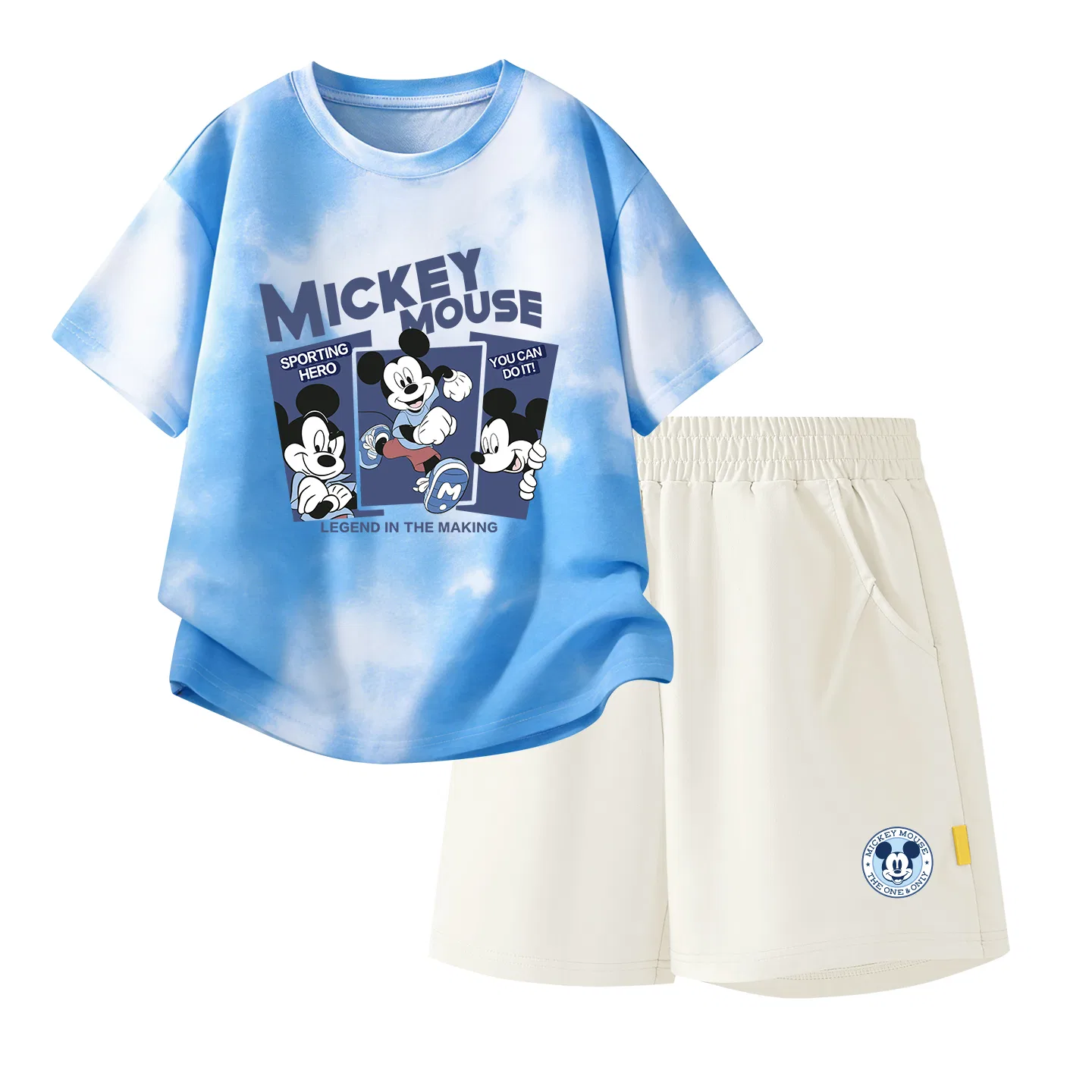 Детский спортивный костюм Casual Sportswear 2 Piece Set Disney, Di Happy Cloud Blue+Di Round Logo Mickey Mouse K_Bottom Right Mist White
