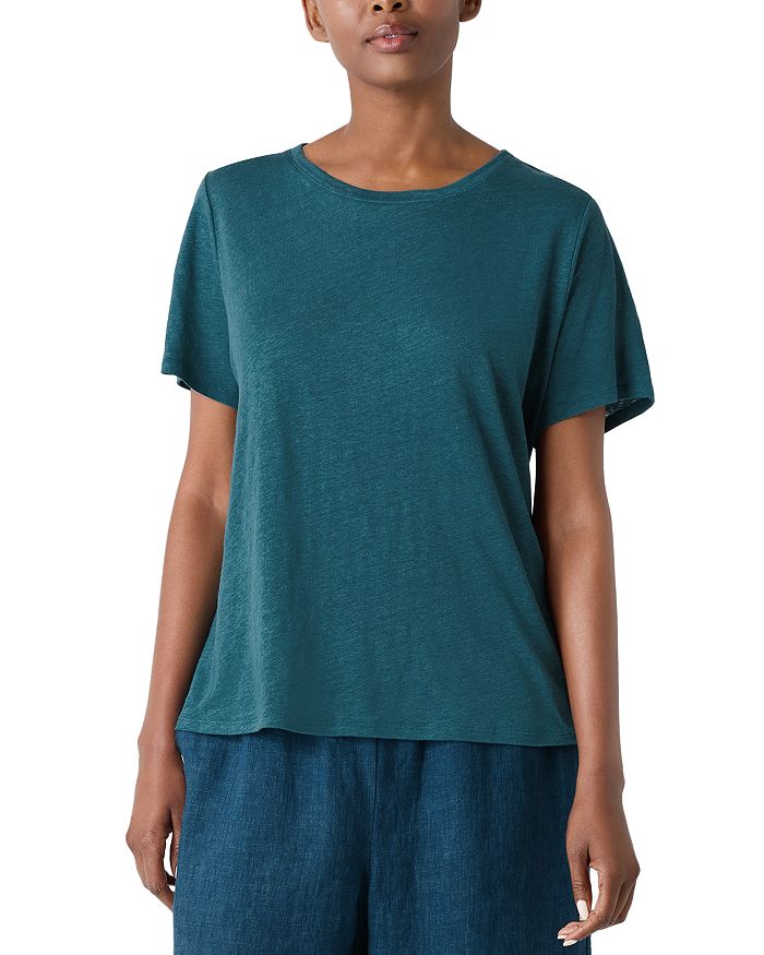 

Льняная футболка с круглым вырезом Jersey Eileen Fisher, синий
