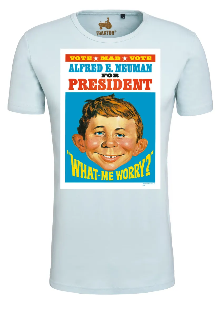 

Футболка Logoshirt "Безумный - Альфред Нойман в президенте", с классным принтом, голубой