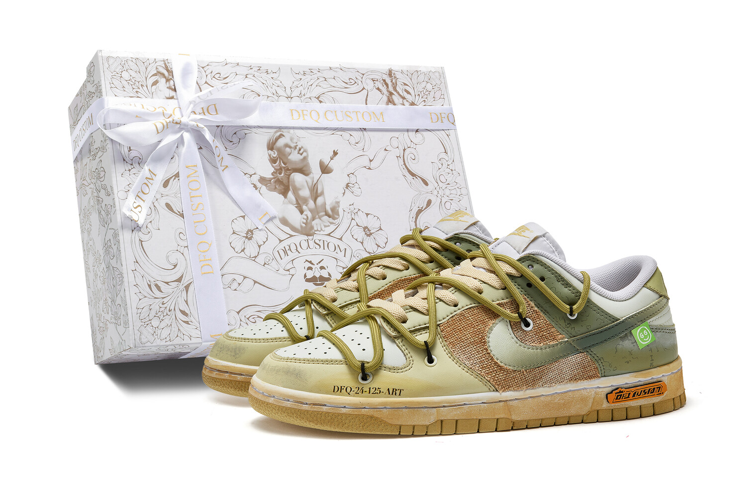 

Кроссовки Nike Dunk Skateboarding Shoes Men Low-top Green/Brown, зеленый/коричневый/бежевый