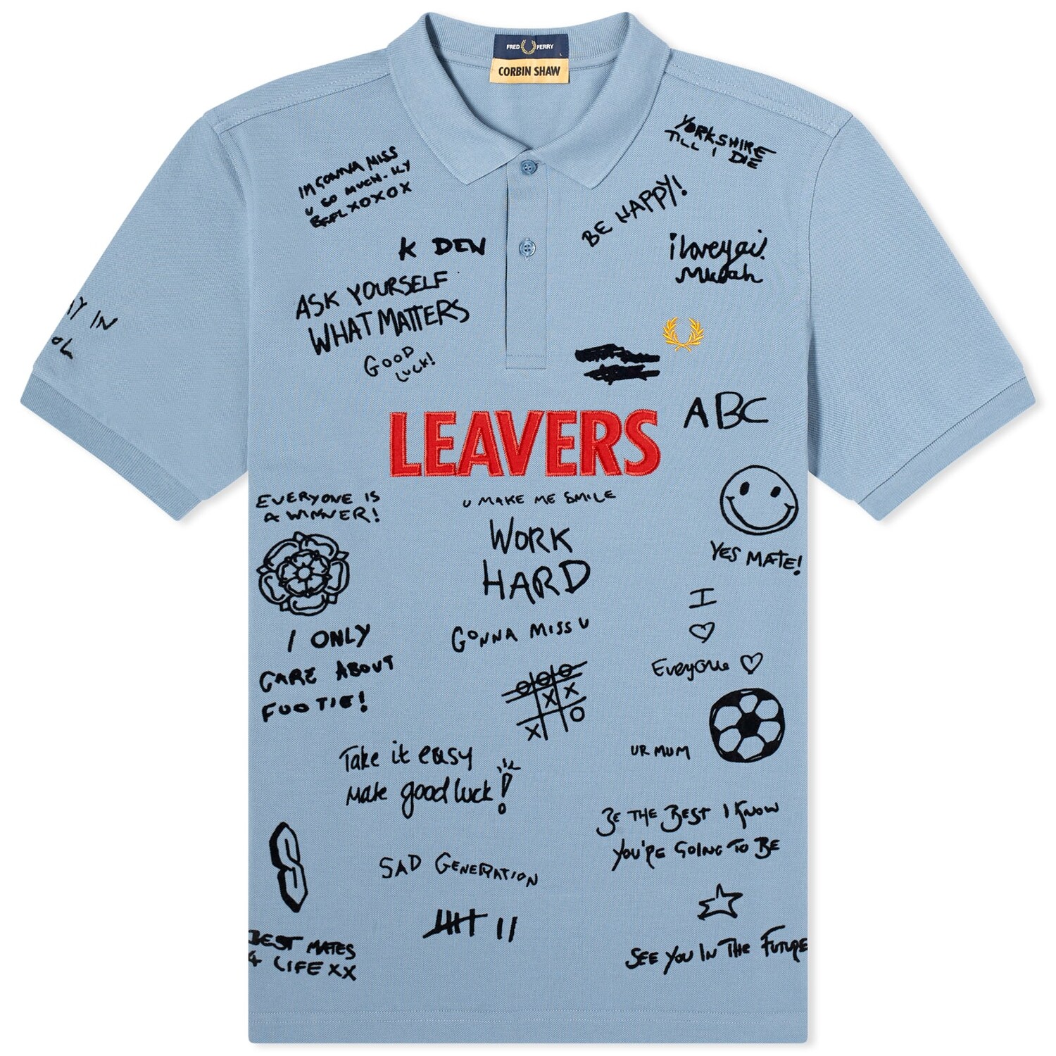 

Поло Fred Perry X Corbin Shaw Leavers Polo, цвет Ash Blue