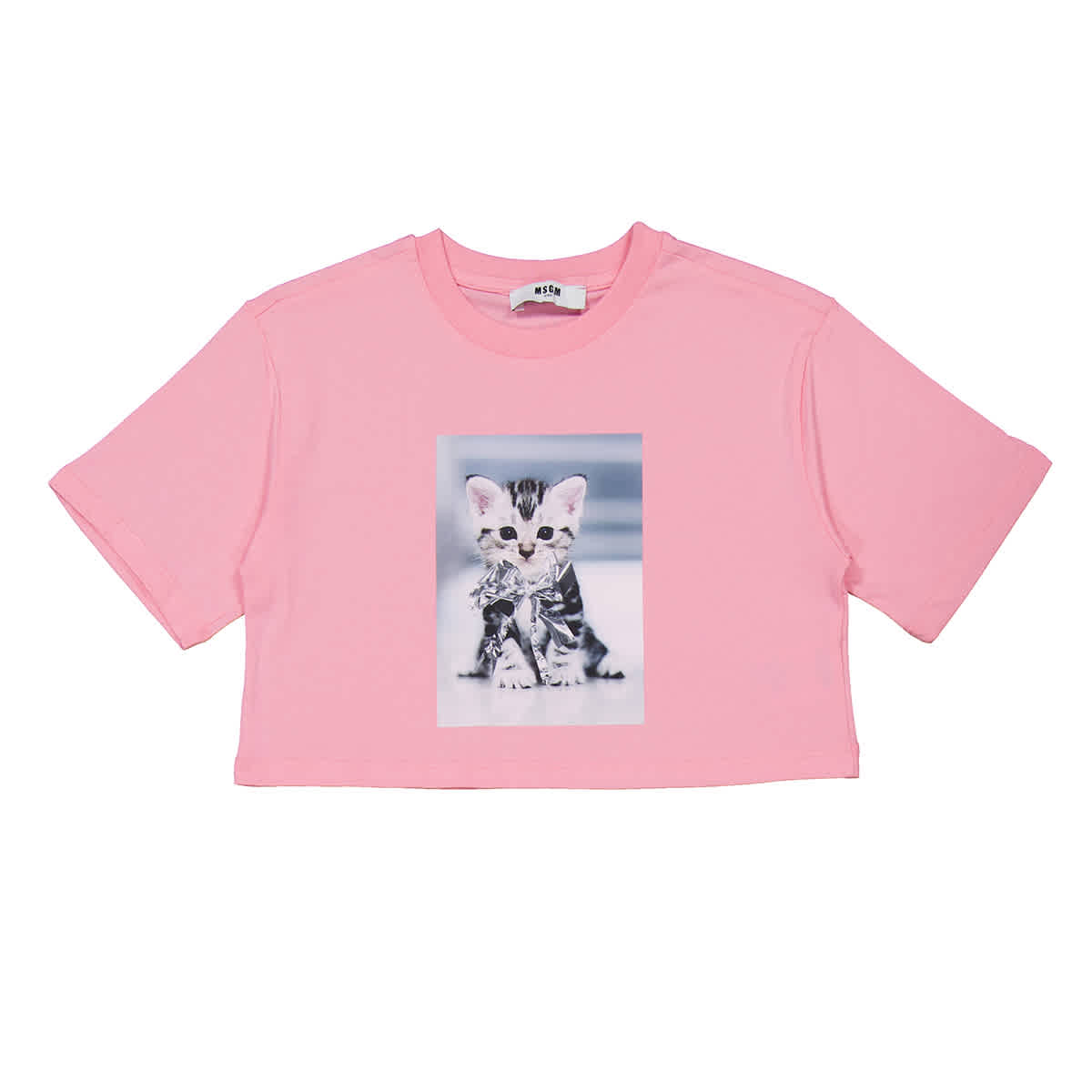 

MSGM Девочки Китти Графика Кроп Хлопковая Футболка, Размер 8Y, розовый