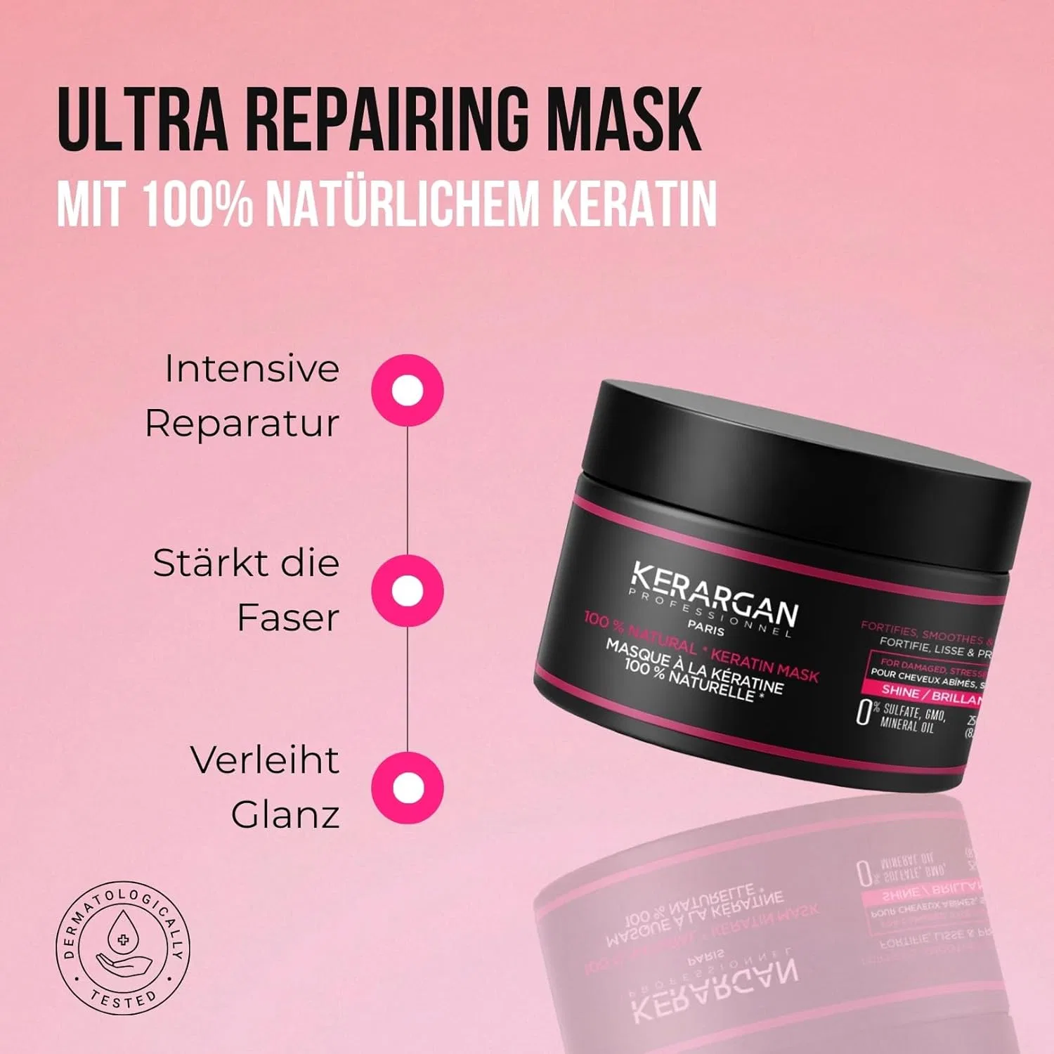 Ультравосстанавливающая кератиновая маска для волос Kerargan Ultra Repairing, 250 мл Kerargan — фото 2