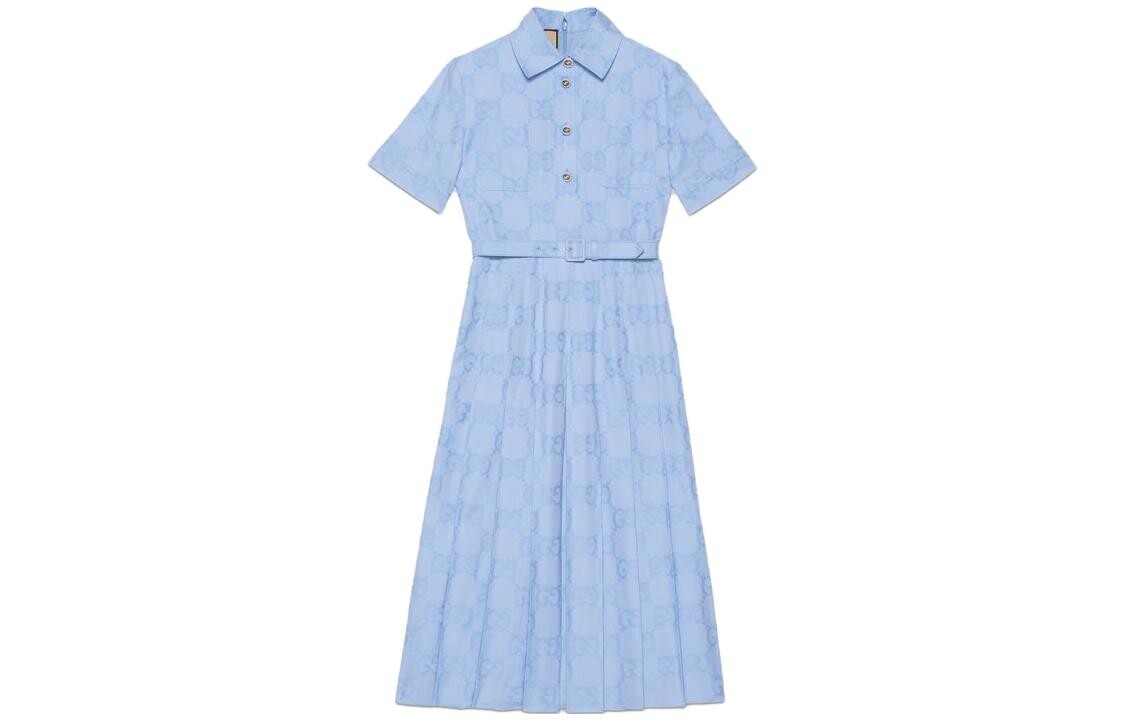 

Платье с короткими рукавами женское синее Gucci