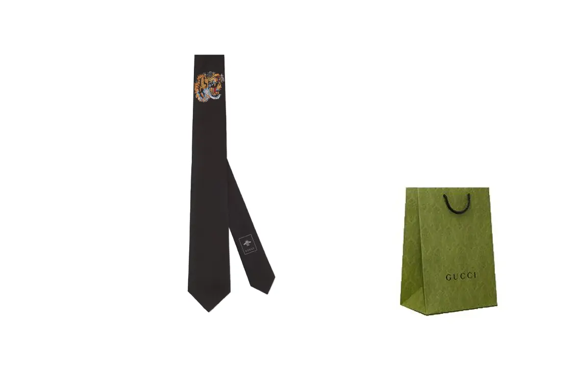 

Галстук мужской Gucci Tiger Print, черный