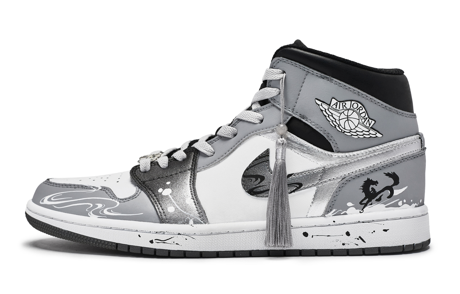 

Jordan Air 1 Vintage Кроссовки для баскетбола Unisex Mid top Black/White/Gray/Silver