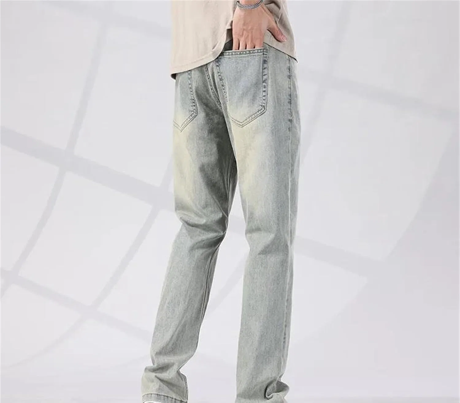 Джинсы свободные Mens Loose Straight Jeans Denim Pants Stretch Vintage Casual Streetwear Summer Wear, G7h9 — фото 4