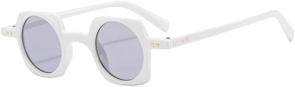 

Ретро маленькие солнцезащитные очки для женщин, модные, с прозрачными круглыми линзами, как у океанских звезд, мужские панк-очки с заклепками, солнцезащитные очки UV400 generic, White Light Gray