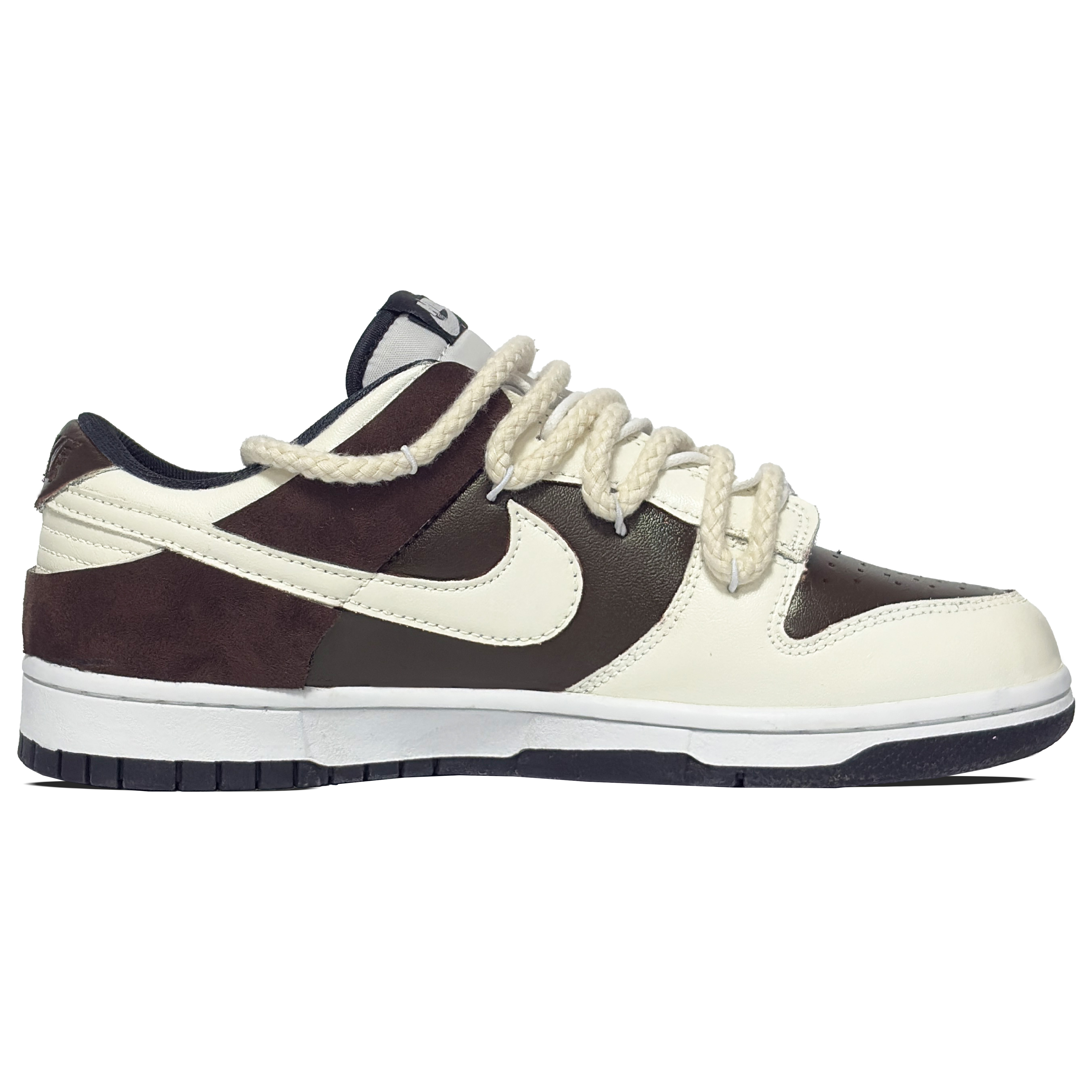 Детские кроссовки для скейтбординга Dunk Denim Button Low Top для подростков Nike, бежевый/коричневый — фото 2