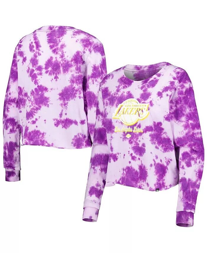 

Женская фиолетовая укороченная футболка с длинным рукавом Los Angeles Lakers Tie Dye New Era