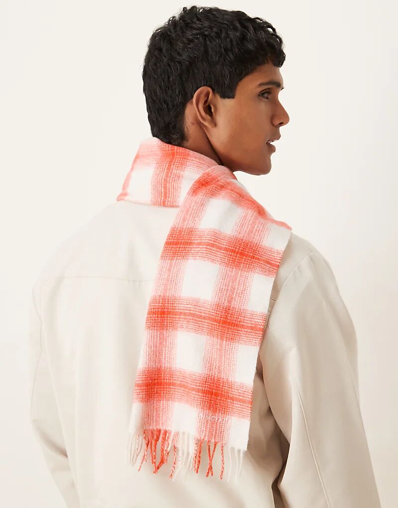 

Клетчатый шарф Lyle & Scott из овечьей шерсти белого/кетчупового цвета