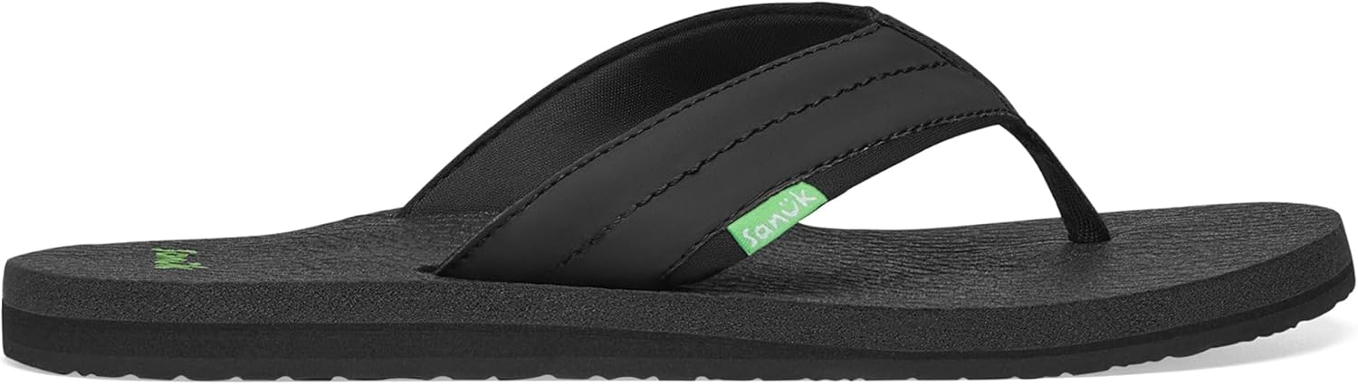 Sanuk Mens Beer Cozy 2 | Flip Flops for Men | Mens Сандалии | Beach Сандалии | Supportive & Lightweight | Memory Foam Footbed, черный — фото 2