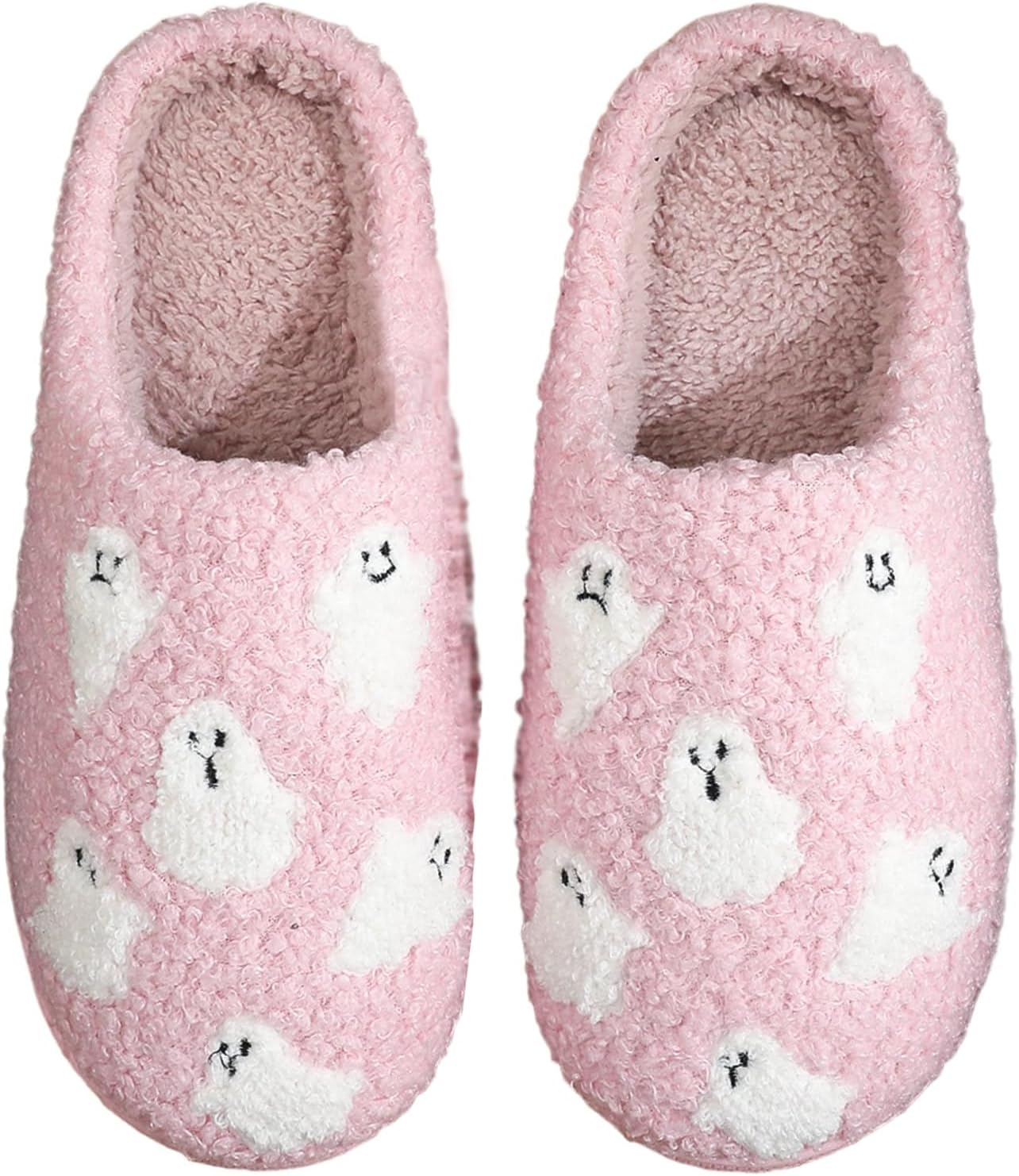 

Женские и мужские тапочки TSUWP с тыквой на Хэллоуин, плюшевые теплые тапочки-фонари, для дома и улицы, с мемори-пеной, зимняя обувь для дома, розовый