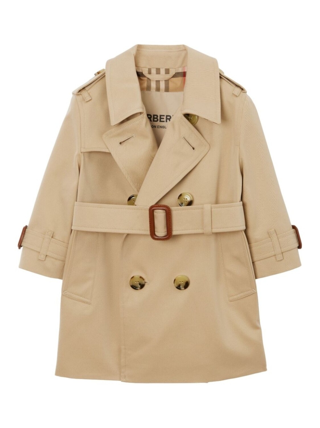 

Burberry Kids габардиновый тренч с поясом, нейтральный цвет