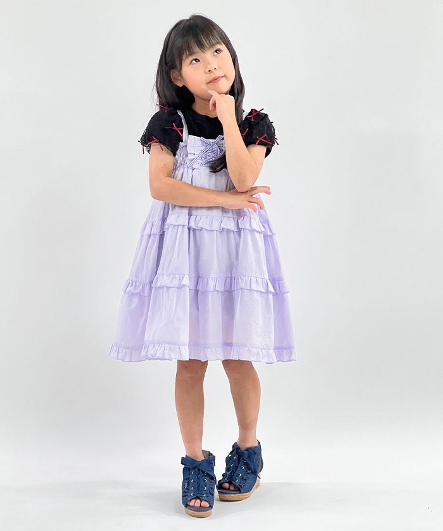 Платье из хлопка, растягивающегося в двух направлениях Axes femme kids, Lavender