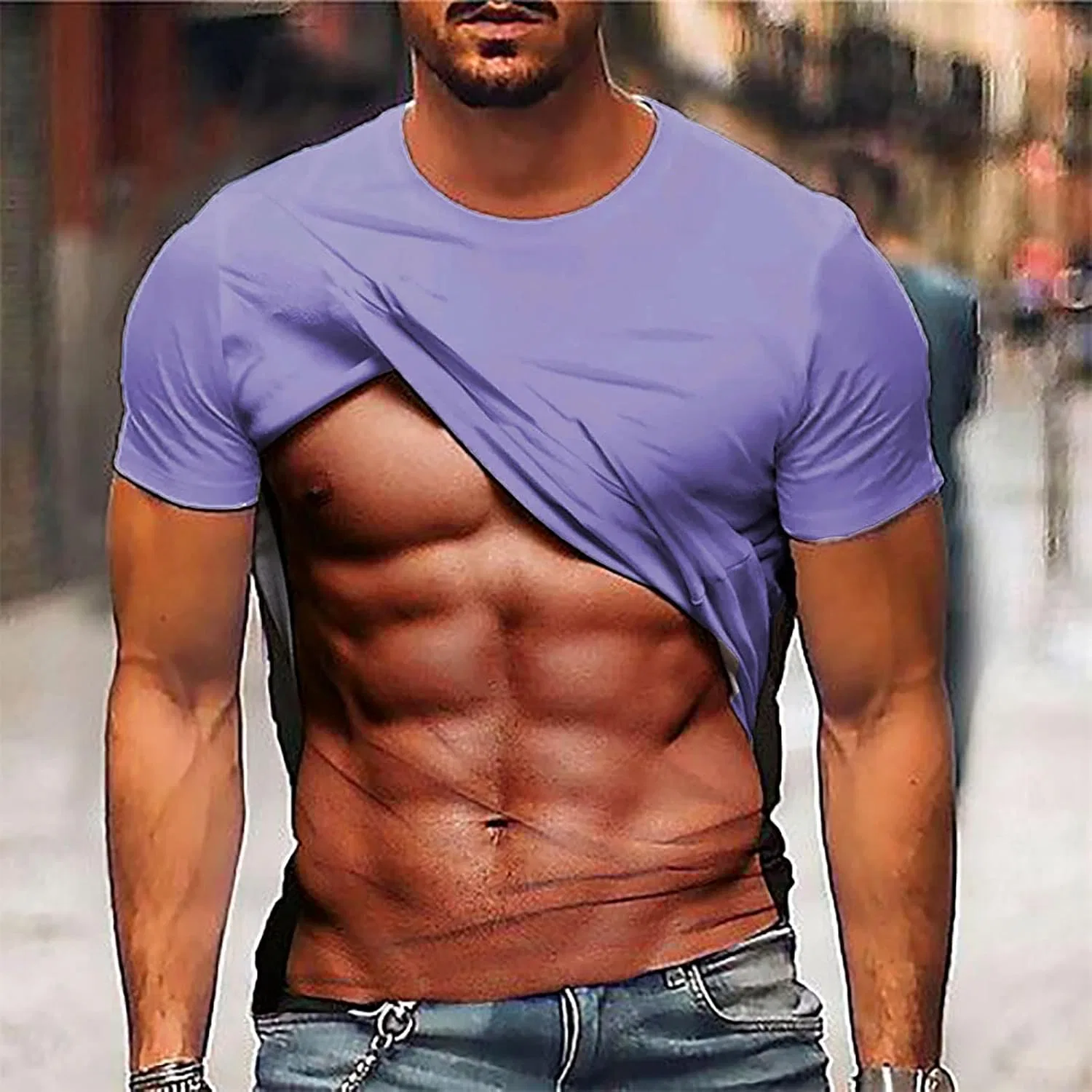 Футболка с графическим принтом, Muscle Print, фиолетовая — фото 2