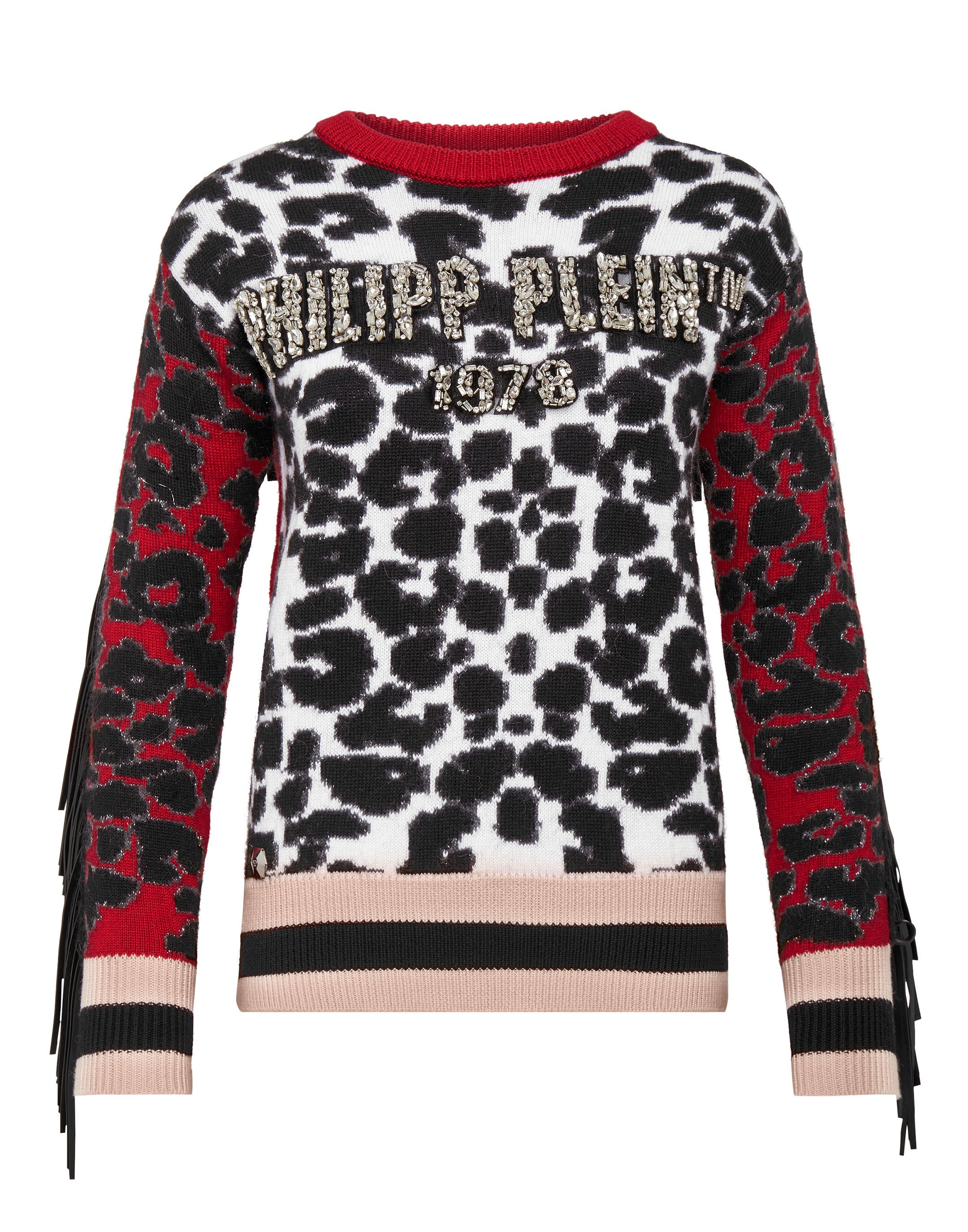 

Пуловер с круглым вырезом SS с бахромой PHILIPP PLEIN, мультиколор