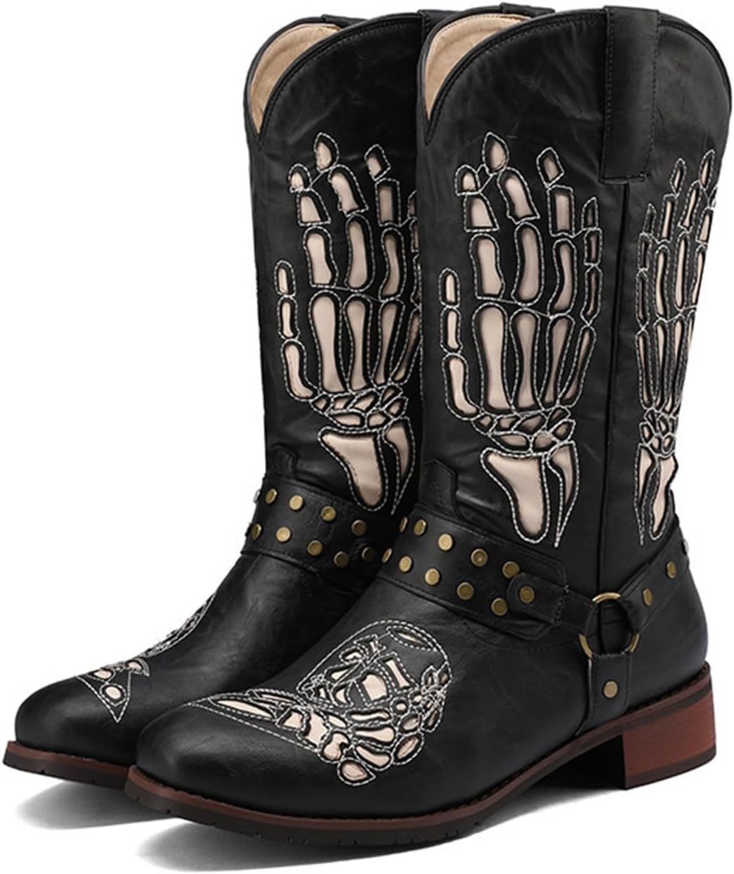 

Мужские ковбойские сапоги DHAEY с круглым носком, кожаные, износостойкая резиновая подошва, противоскользящие, рыцарские сапоги