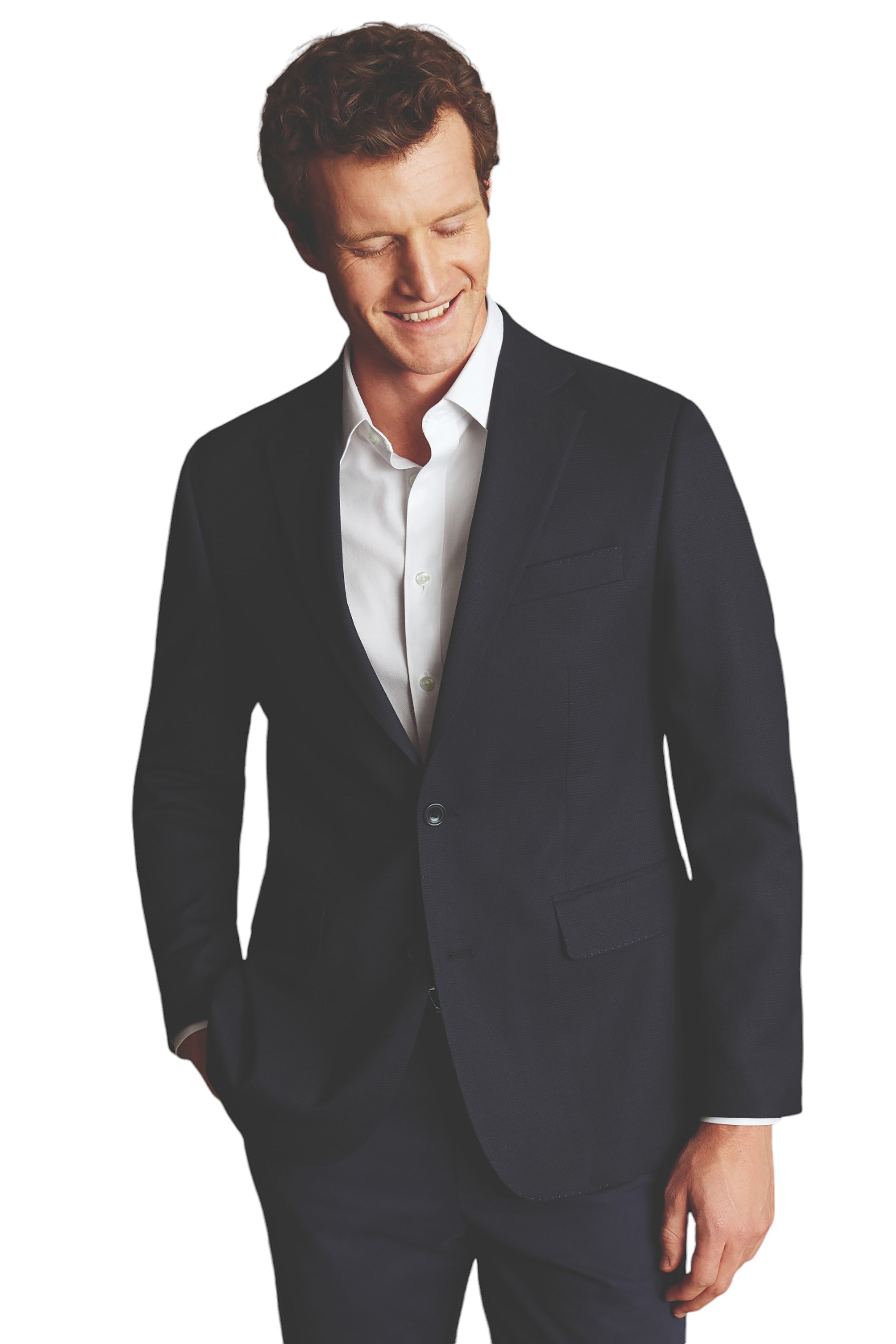 

Мужская приталенная куртка Charles Tyrwhitt Proper Blazer, темно-синий