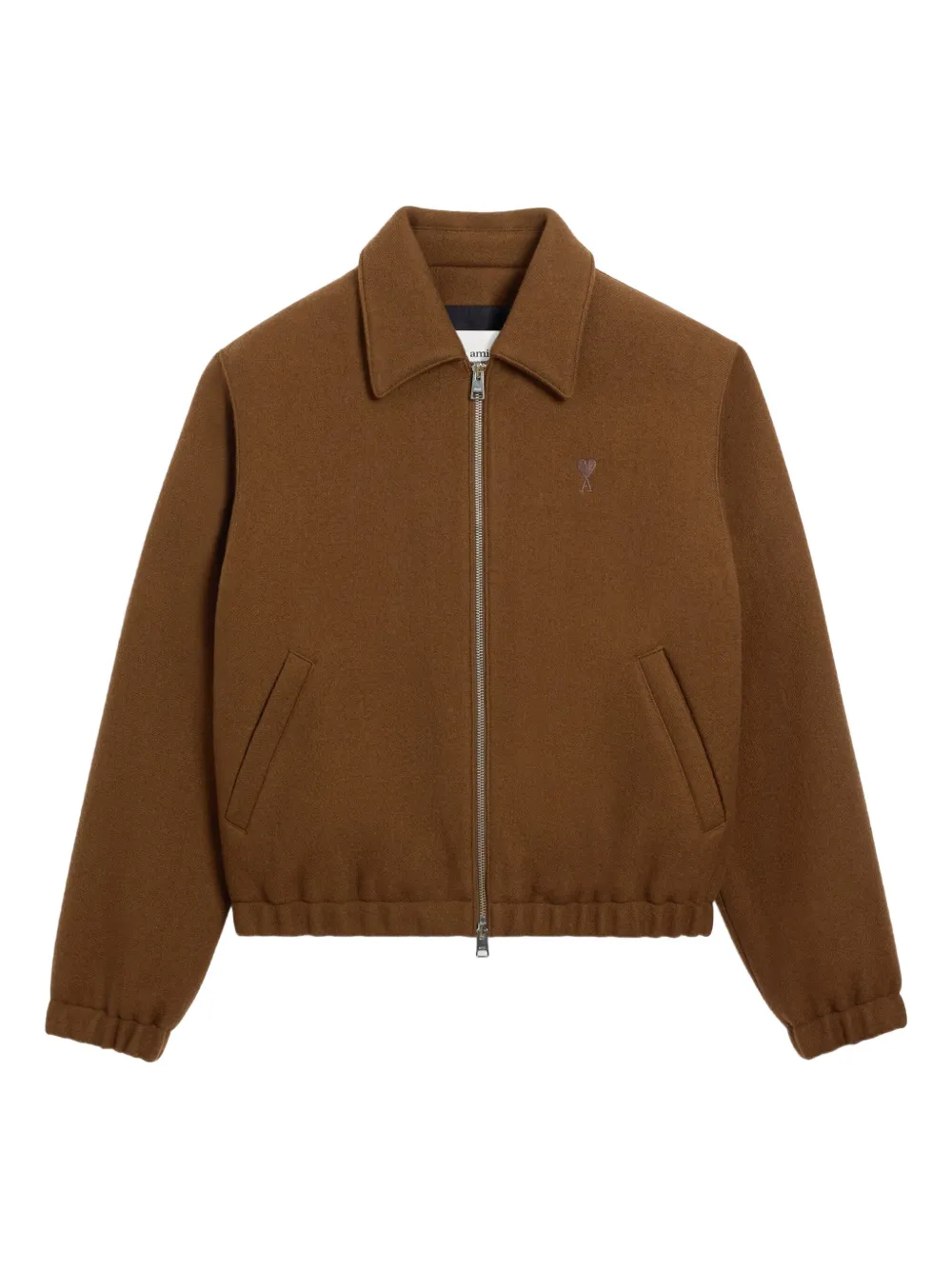 

Шерстяная куртка с вышитым логотипом Ami Paris, коричневый