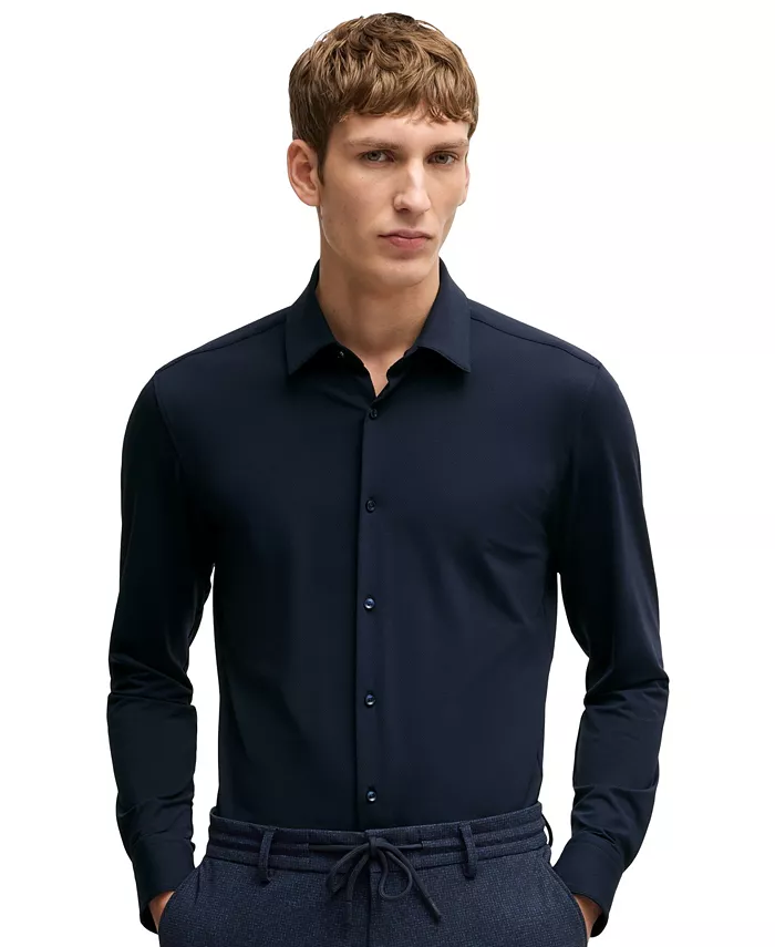 

Мужская рубашка облегающего кроя для выступлений Hugo Boss, синий
