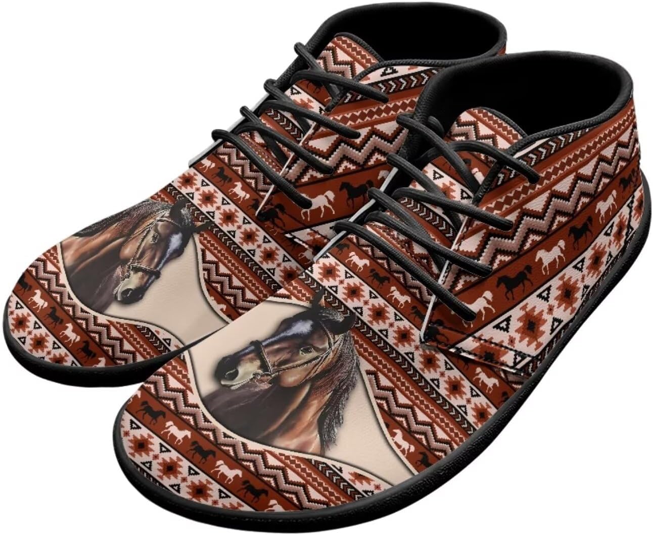 

Мужские кроссовки для ходьбы с широким носком, стильная нескользящая подошва с нулевым перепадом высоты, обувь для бега Xixirimido, Aztec Horse