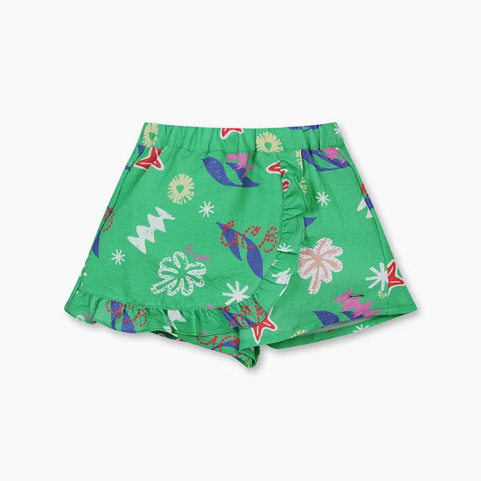 Детские зелёные кюлоты с тропическим принтом от Benetton Kids