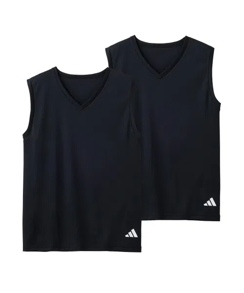 Футболка V-образным вырезом без рукавов adidas 2 шт чёрный
